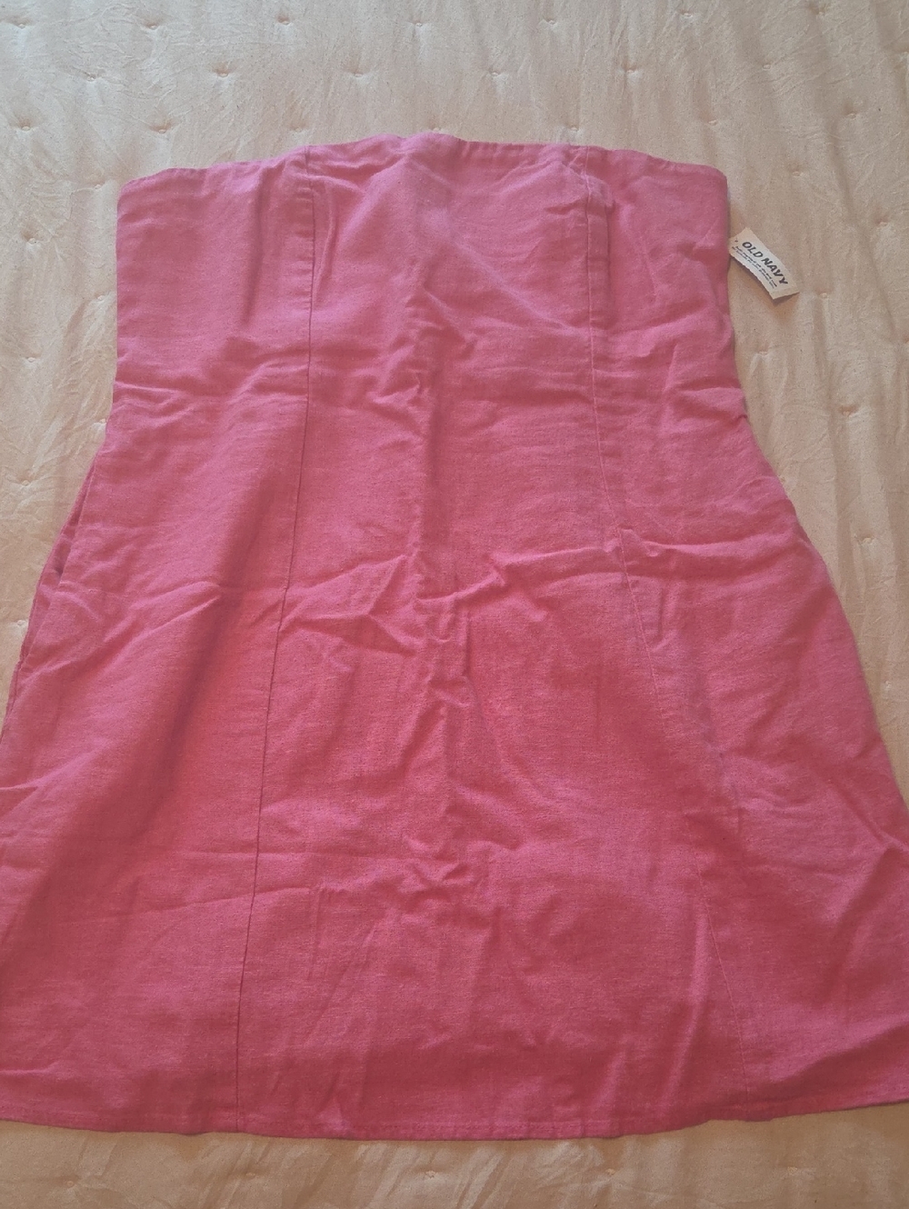 Old Navy Strapless Hot Pink Linen Mini Dress